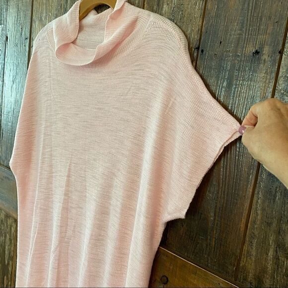 Lou & Grey Sz M Light Knit Pink Short Sleeve Lightweight Cowl Neck Sweater - Picture 5 of 7